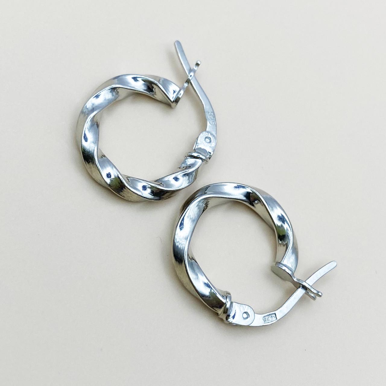 Серьги-кольца серебряные с алмазной гранью 15 мм 1,86 г (1929455943)