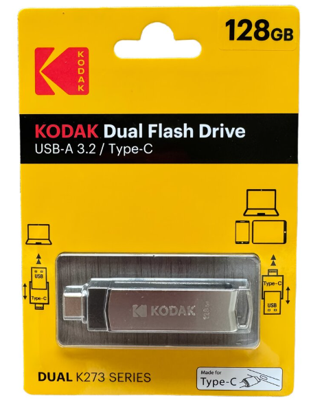 Флешка Kodak 128 ГБ с USB 3,2 и Type-C для быстрой передачи данных Серий (2783278096) Флешка Kodak 128 ГБ с USB 3,2 и Type-C для быстрой передачи данных Серий (2783278096)