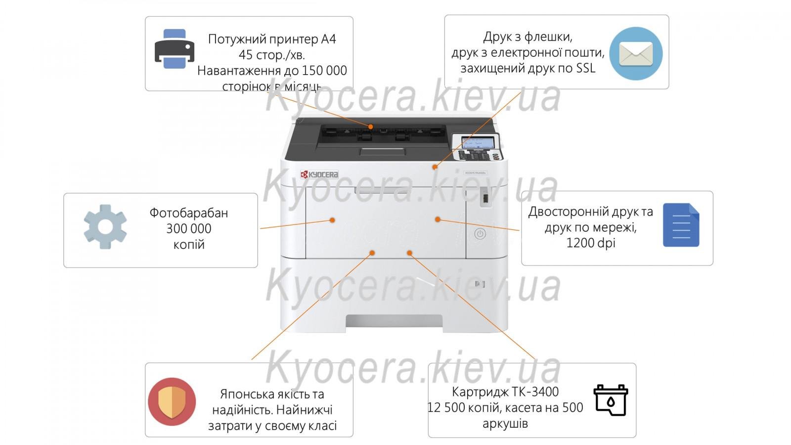 Принтер монохромний Kyocera ECOSYS PA4500x 110C0Y3NL0 А4 - фото 2