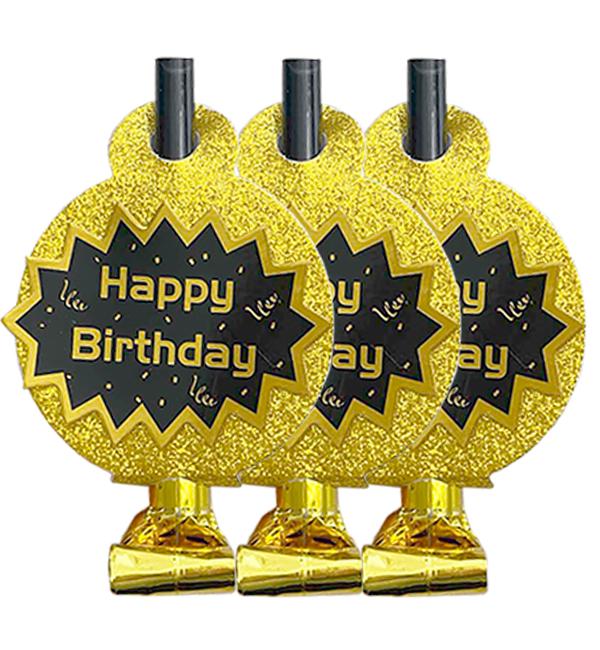 Дудки язычки Happy Birthday gold 13 см 5 шт. (135528)