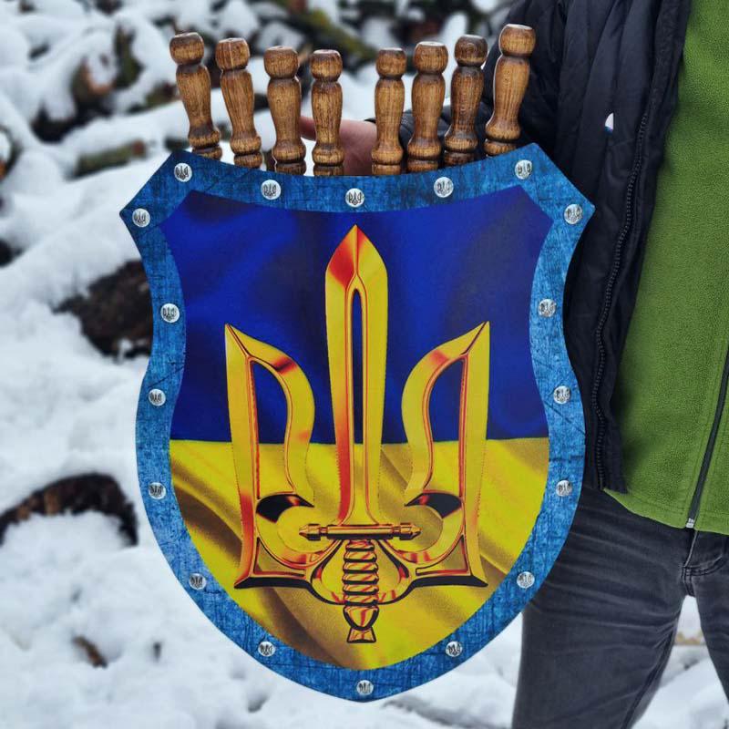 Набор подарочный для пикника Щит с 8 металлическими шампурами с креплением на стену и чехлом (215222)