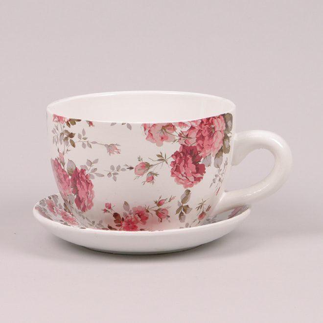 Горшок керамический Flora Чашка с подставкой (39329)