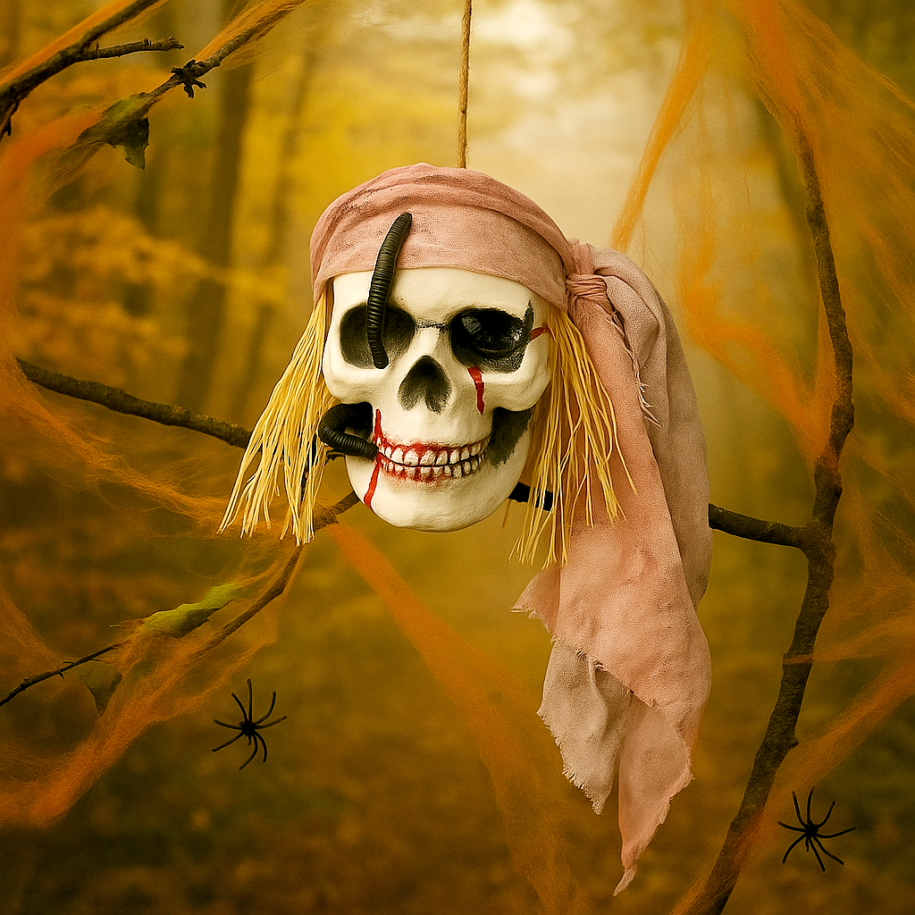 Декор для Хэллоуин Череп Пират Сэм пенополистирол 25x15 см Розовый (29472766)