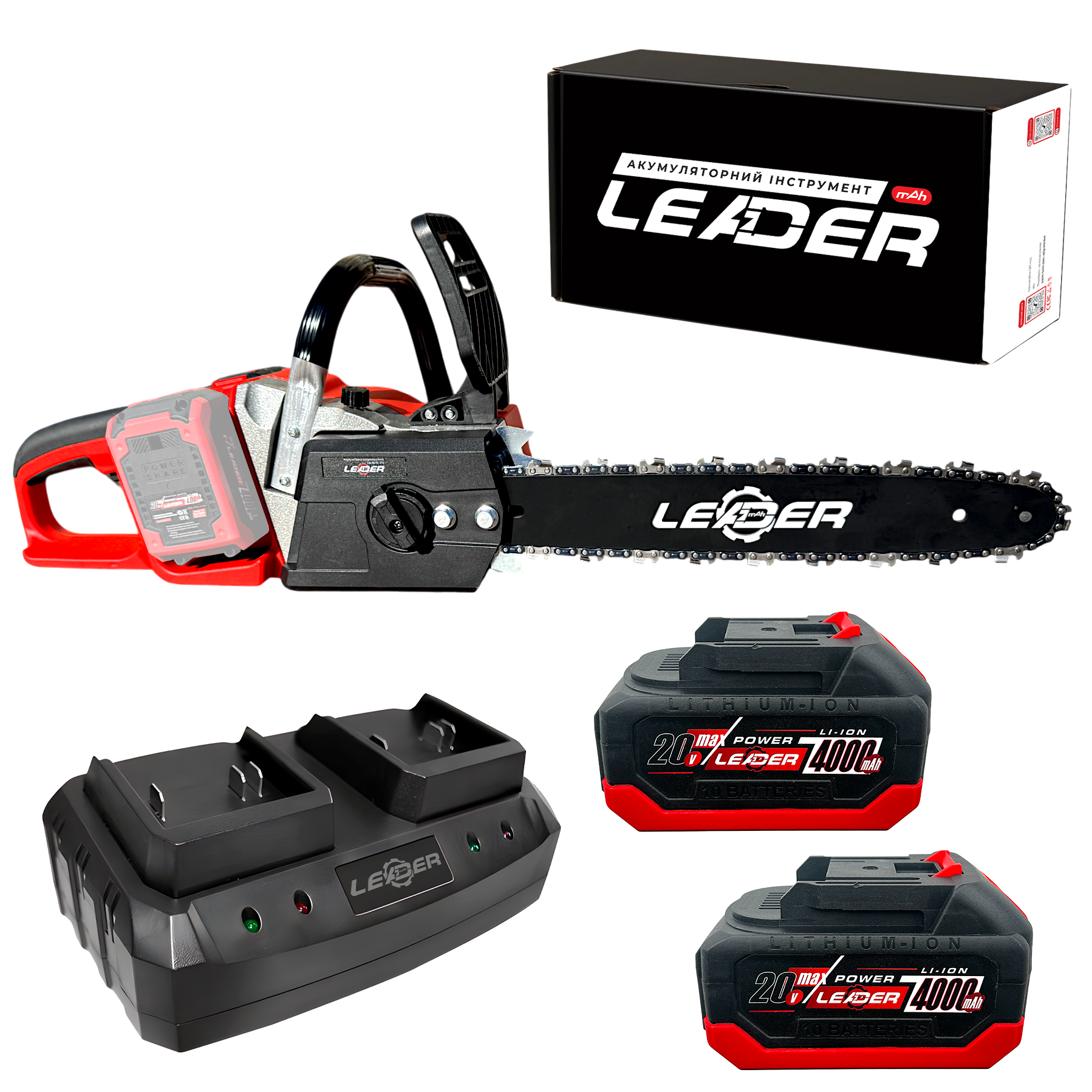 Пила цепная аккумуляторная Leader Dual Lite BL40-14S с 2-мя АКБ 4000мАч и ЗП 20В/2.0А Seat Dual (id_3768) Пила цепная аккумуляторная Leader Dual Lite BL40-14S с 2-мя АКБ 4000мАч и ЗП 20В/2.0А Seat Dual (id_3768)