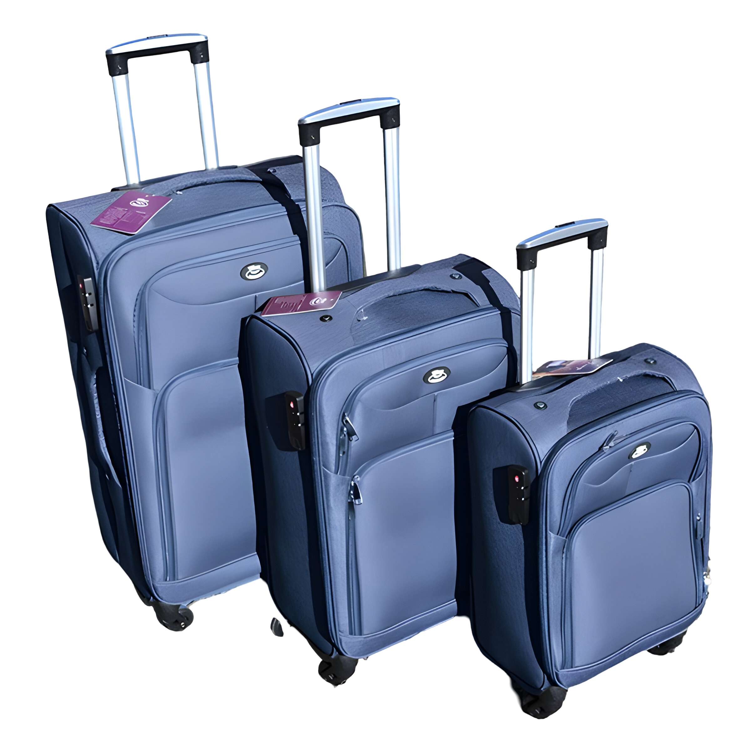 Набір валіз тканинних 3в1 Wings кодовим замком та телескопічною ручкою Синій (7109) - фото 1 Набір валіз тканинних 3в1 Wings кодовим замком та телескопічною ручкою Синій (7109) - фото 1