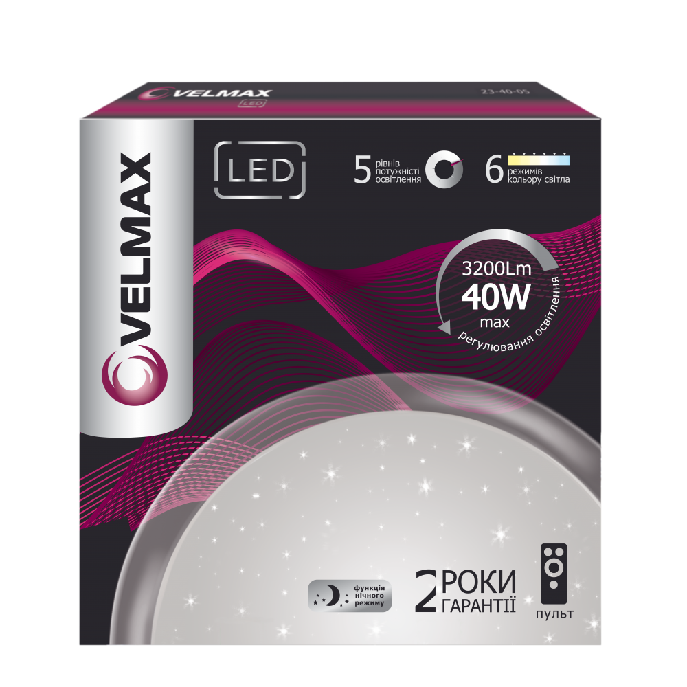 LED-светильник Velmax Smart V-CL-Galaxy с пультом 40W 405x73 мм 3000/6500K 3200 Lm (28688350)