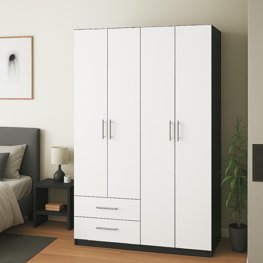 Шафа розпашна ШР5 SENAM 2600х1200х600 мм корпус ДСП Антрацит фасад ДСП Білий (ШР5.26.60.12.2) - фото 1 Шафа розпашна ШР5 SENAM 2600х1200х600 мм корпус ДСП Антрацит фасад ДСП Білий (ШР5.26.60.12.2) - фото 1