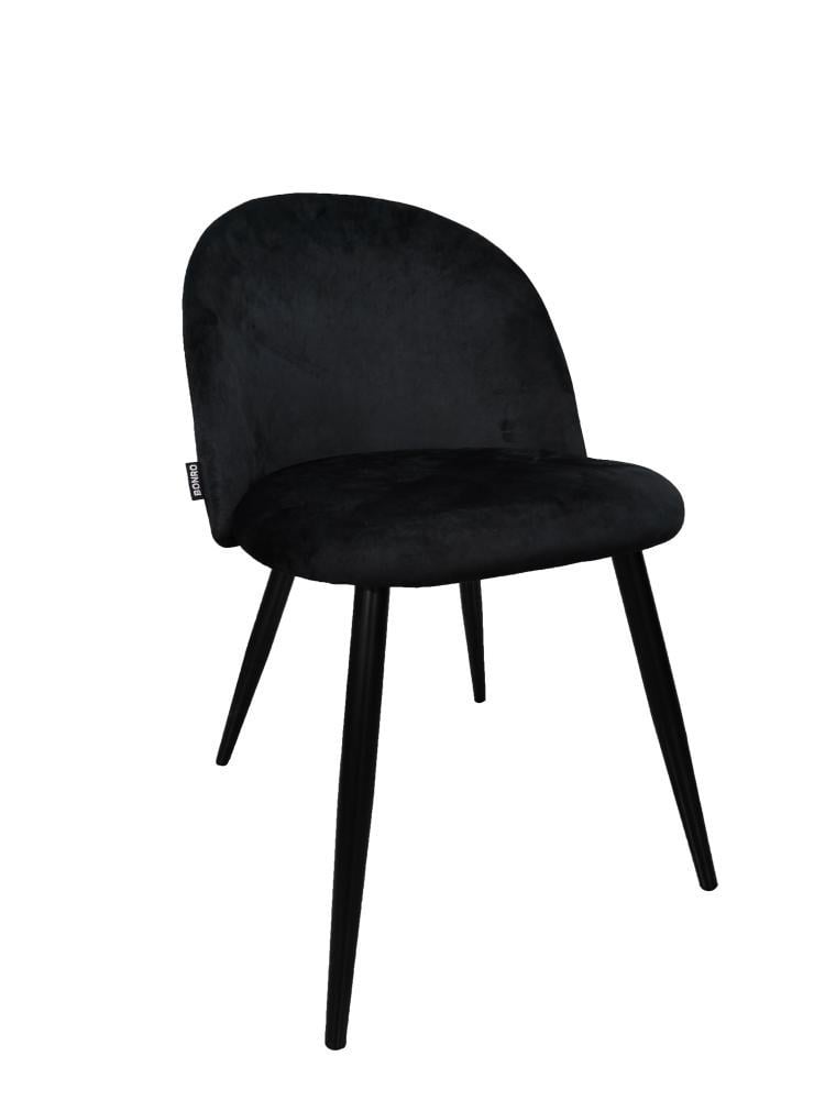 Стілець кухонний Bonro B-659 велюровий на 4-х ніжках з сталі 79х45,5х42,5 см Чорний (124-76-42400331)