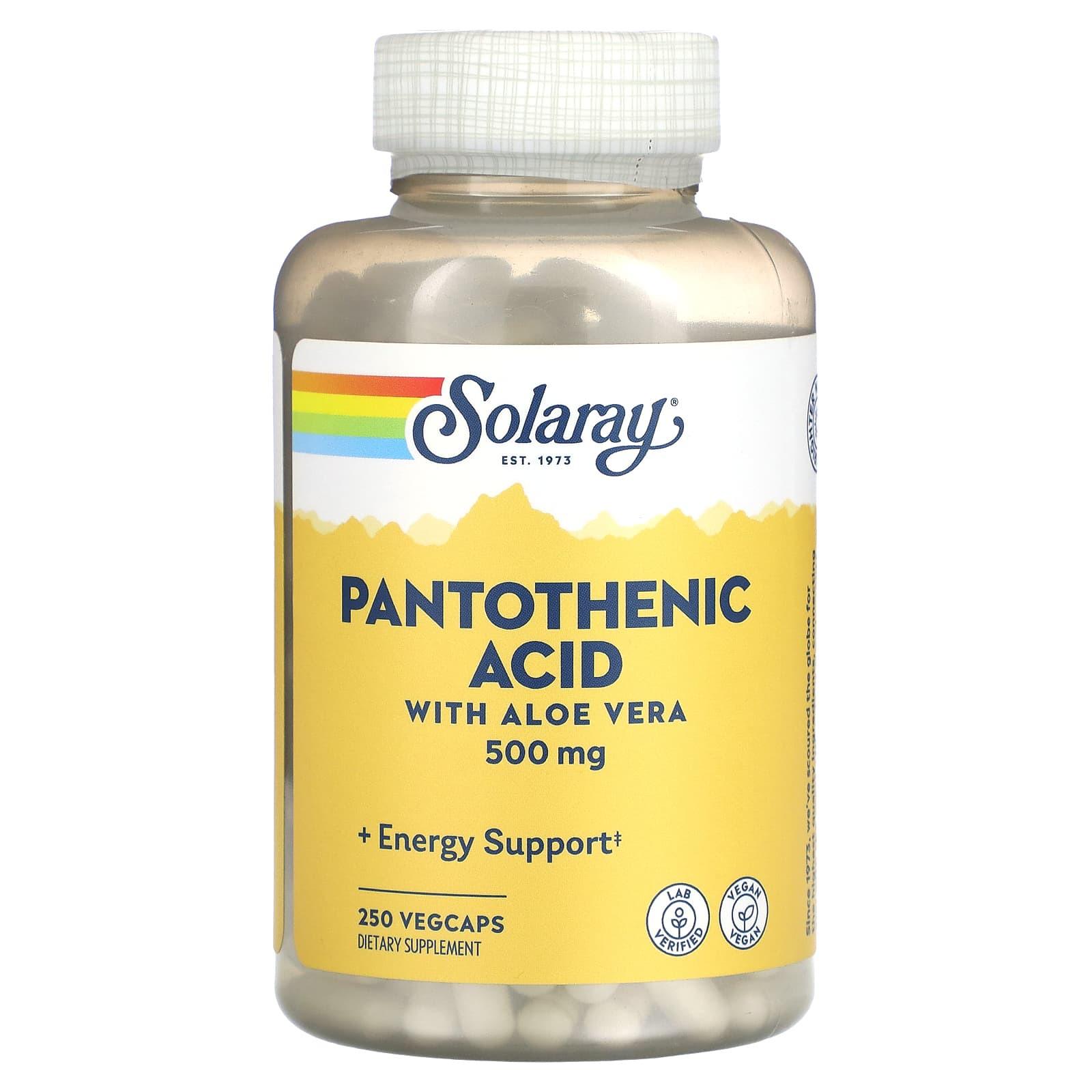 Пантотенова кислота Solaray Pantothenic Acid 250 рослинних капс. 500 мг (1392698641)