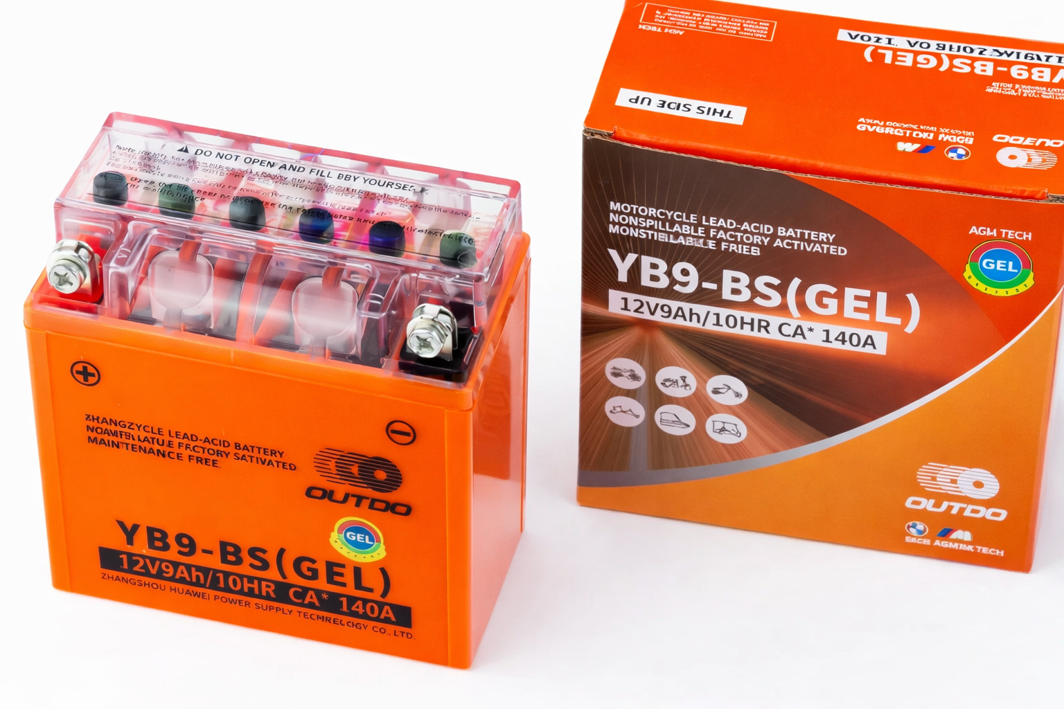 Акумулятор мото 12V 9Ah YB9-BS GEL 135x75x135 мм (348334)