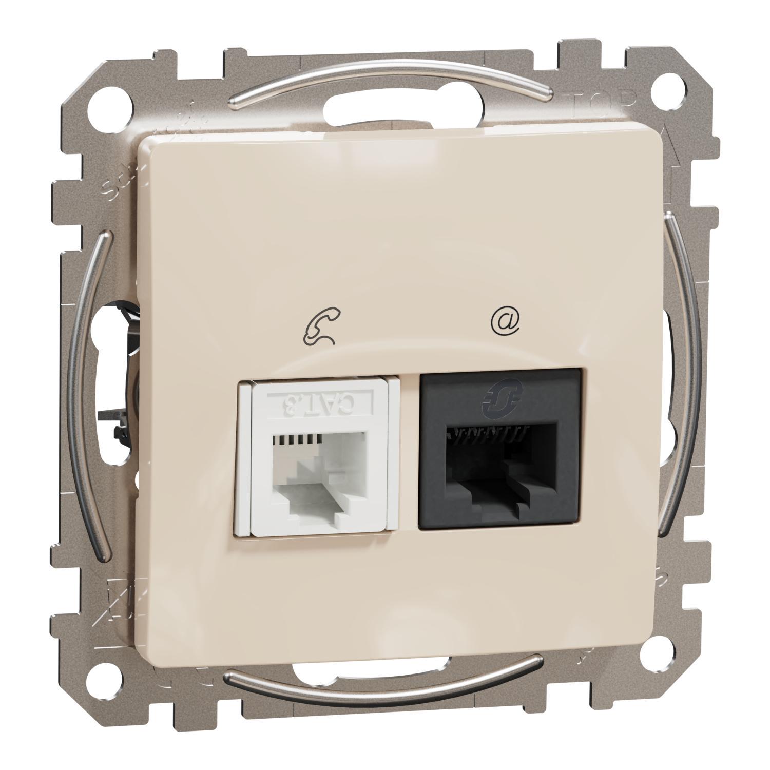 Розетка телекоммуникационная Sedna Design & Elements RJ45/RJ11 6UTP Бежевый (SDD112468) Розетка телекоммуникационная Sedna Design & Elements RJ45/RJ11 6UTP Бежевый (SDD112468)