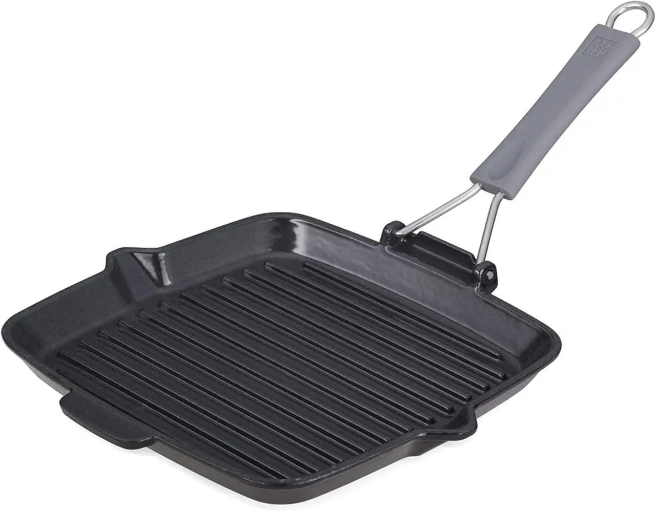 Сковорода-гриль чугунная Zwilling 40200-240 индукционная складная силиконовая ручка 24 см Черный (40200)