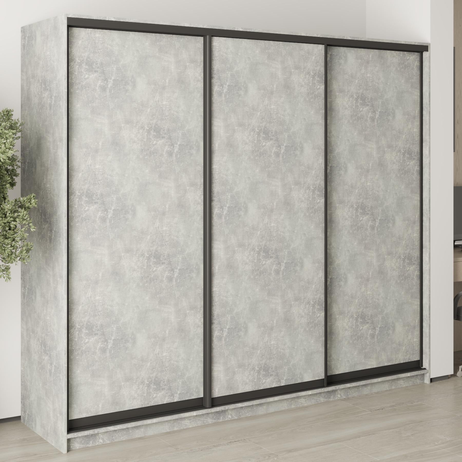 Шкаф-купе трехдверный MebelStar Комбо BG 3 ДСП 240x60x210 см Бетон (MBS-8964)
