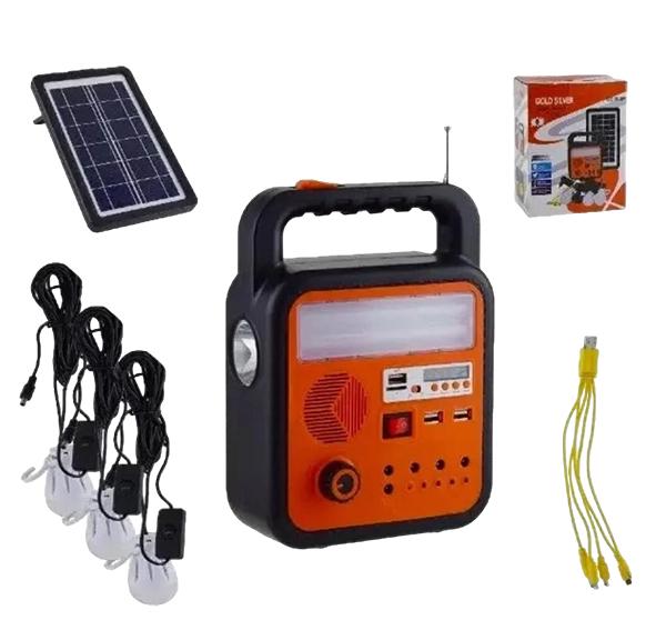 Фонарь ручной GS-902P солнечной панелью Gold/Silver (15467508)