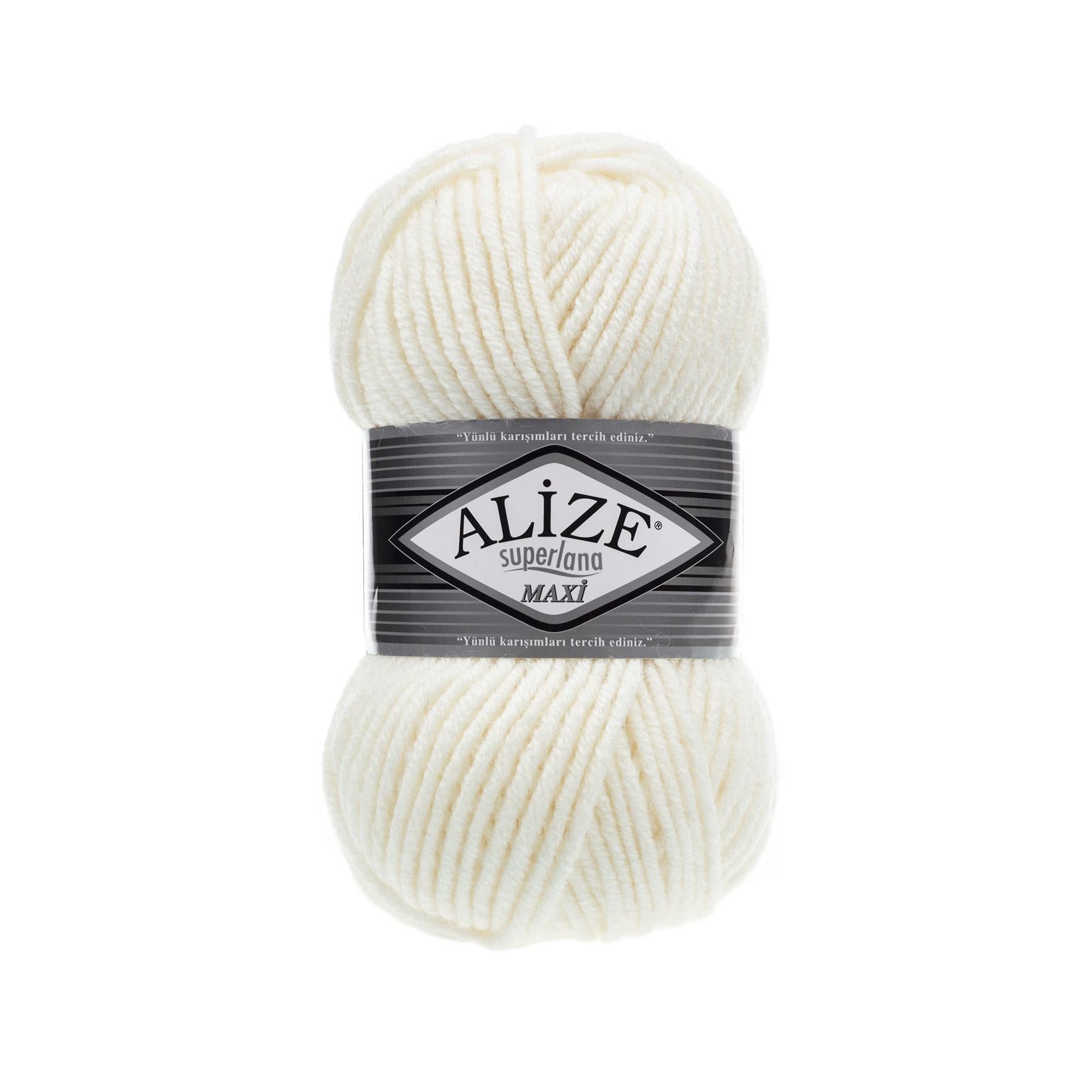 Пряжа Alize Superlana Maxi 62 Молочный (6534)