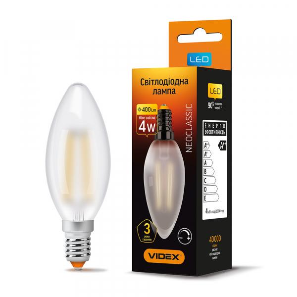Лампа димерная Filament Videx VL-C37FMD-04144 4 Вт E14 4100 K Матовая (24558) - фото 2 Лампа димерная Filament Videx VL-C37FMD-04144 4 Вт E14 4100 K Матовая (24558) - фото 2