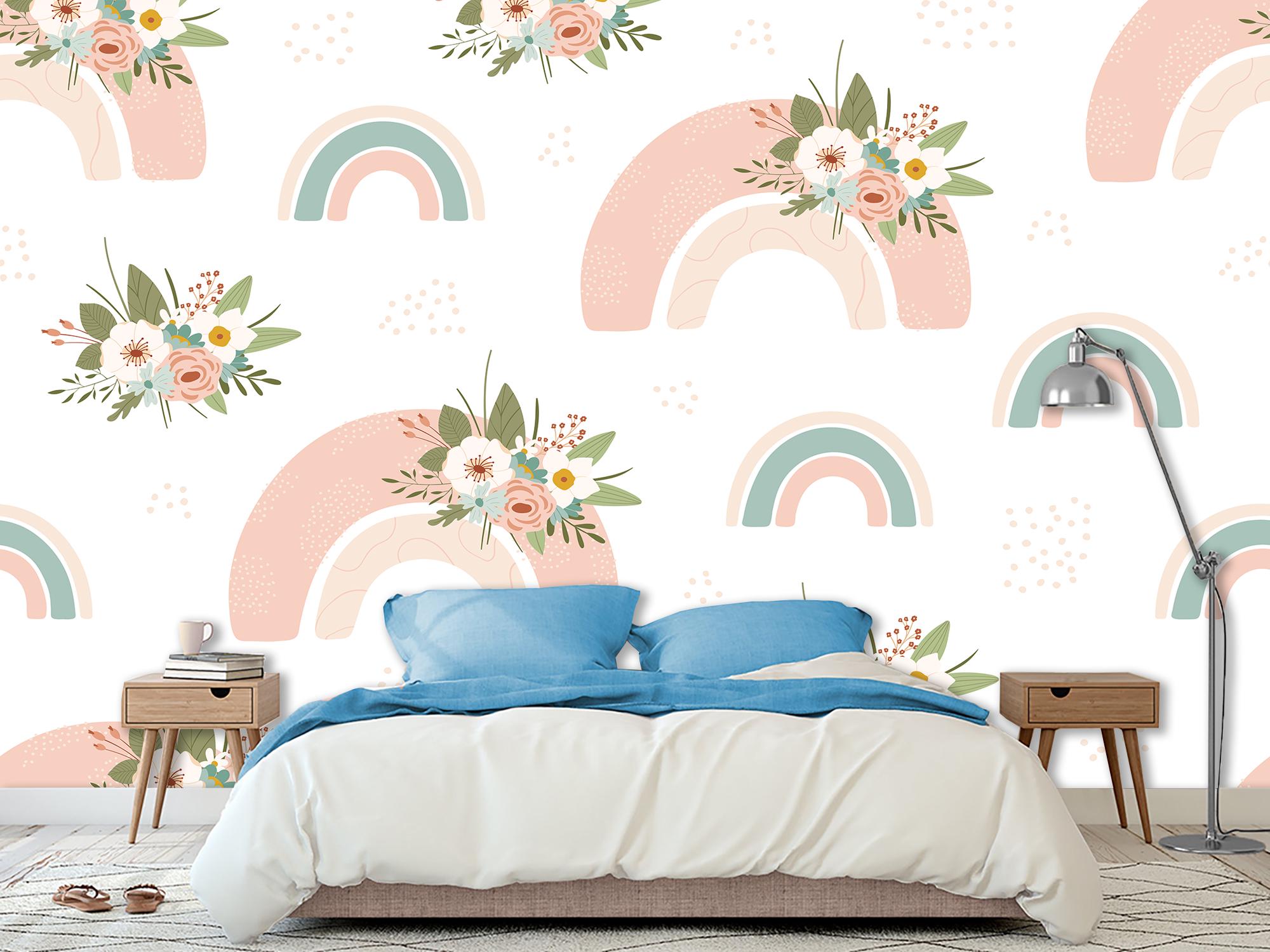 Фотообои флизелиновые детские Радуга и цветы 230х153 см (S5KID-014/3)