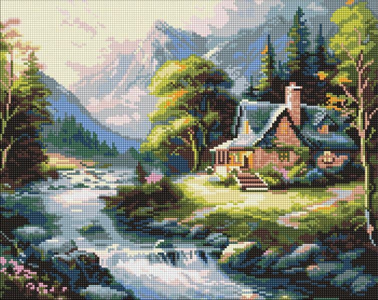Алмазная мозаика Ideyka Домик в горах 40x50 см (Id-AMO20002)