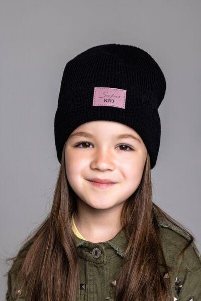 Шапка детская для девочек Кира D854 флис 48-52 см Черный
