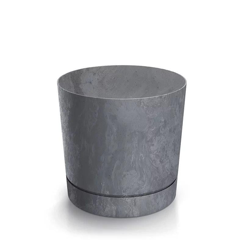 Горщик для квітів Prosperplast Tubo P Beton Effect круглий з підставкою 10,8х10,8х9,5 см Маренго (70658-425)