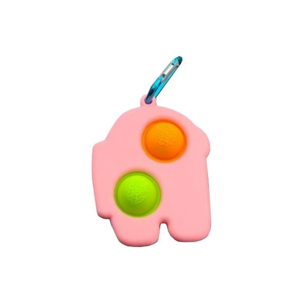 Игрушка антистресс Pop It Simple Dimple брелок Амонг Ас с карабином 2 пупыри Розовый (cht_2380)