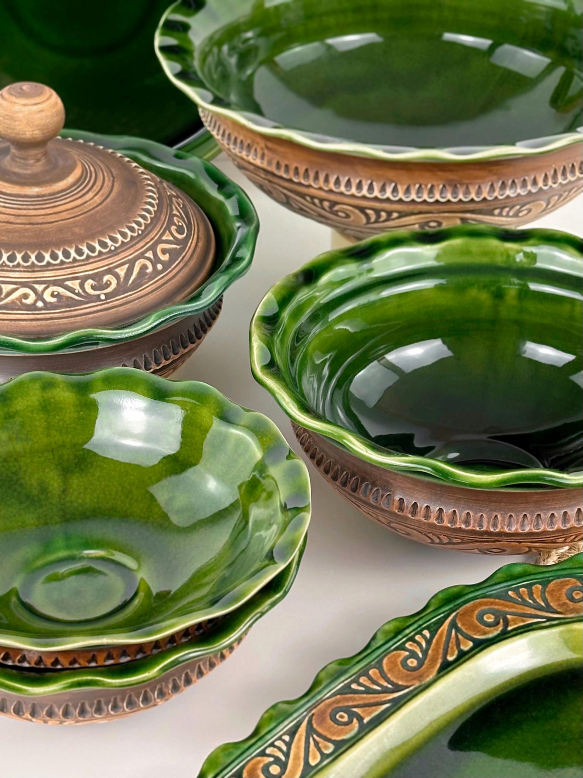 Набор глиняной посуды для подачи страв на 6 человек Гражда Коричневый (17019-11) - фото 5 Набор глиняной посуды для подачи страв на 6 человек Гражда Коричневый (17019-11) - фото 5