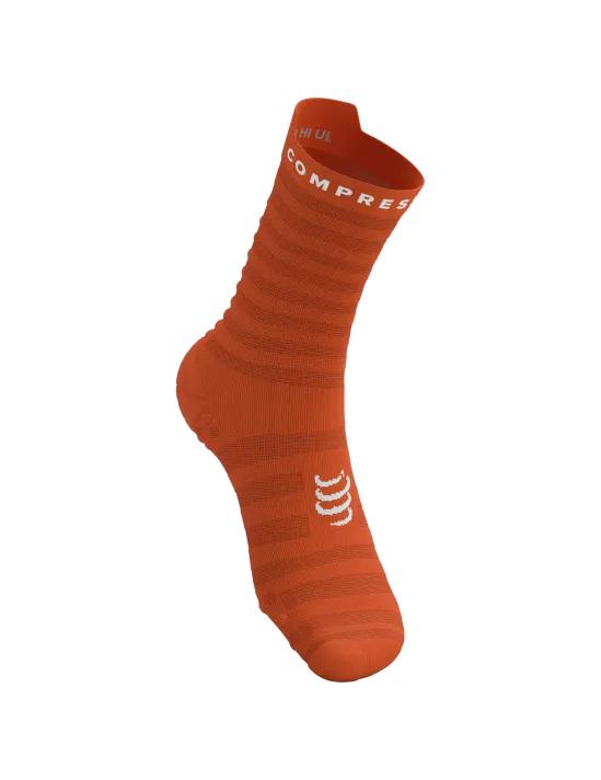 Носки Compressport Pro Racing Socks V4.0 Ultralight Run High T2 Fire/White - фото 3