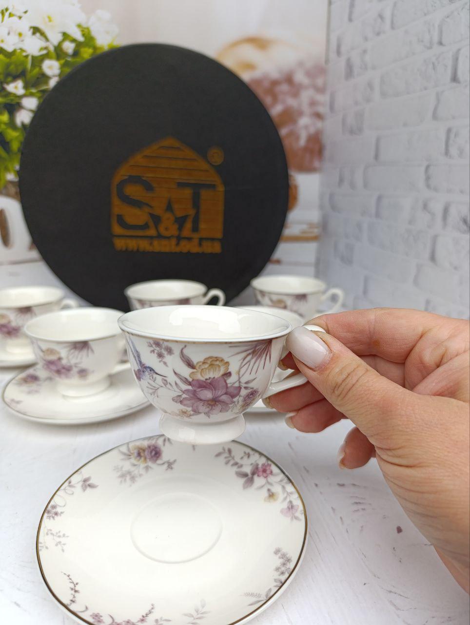 Кофейный сервиз SNT Саргаз фарфор 80 мл 12 предметов 6 персон (1451-00) - фото 6