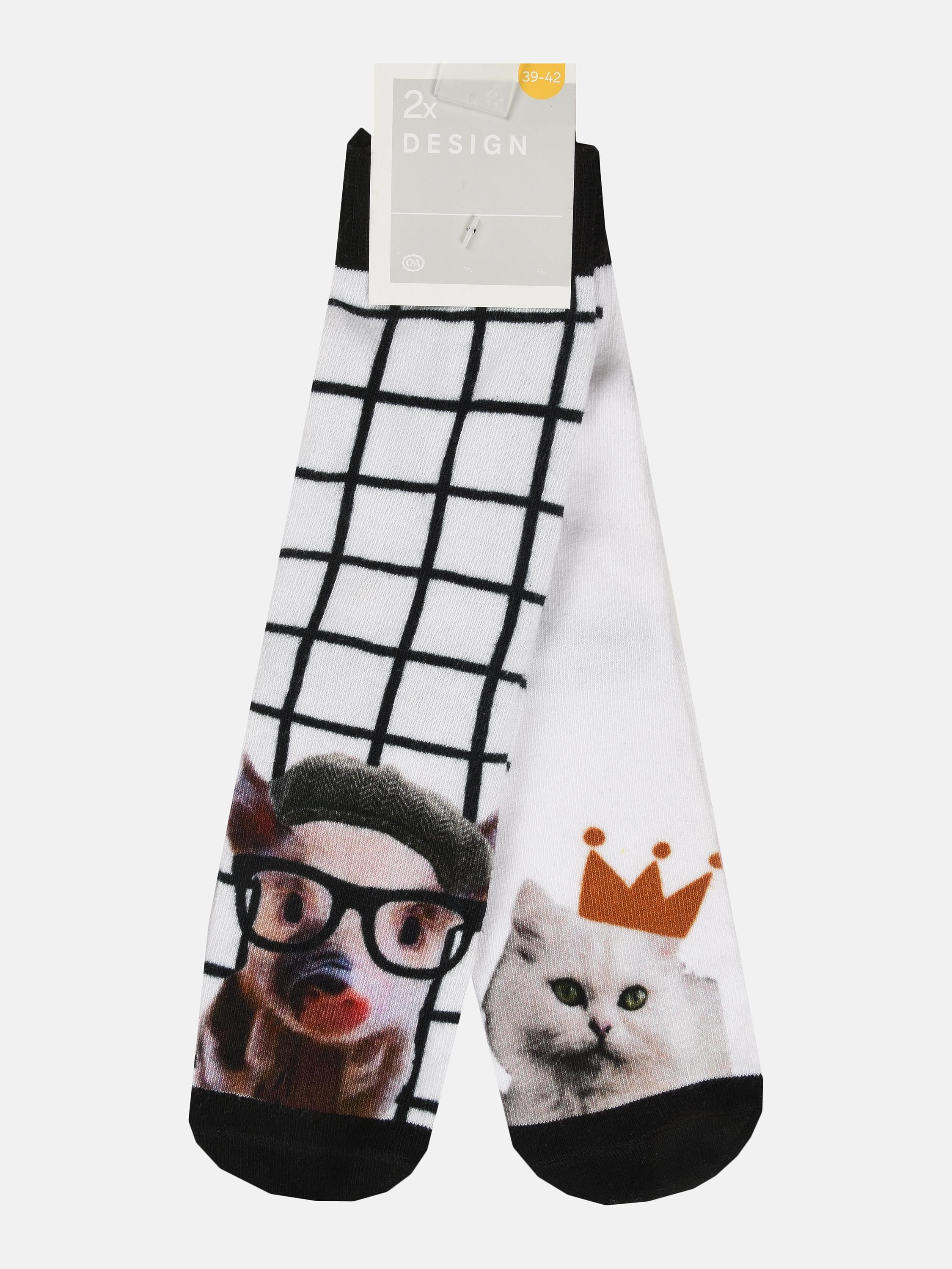 Шкарпетки C&A Клітинка р. 39-42 2 пари Чорний/Білий (2241379440605)