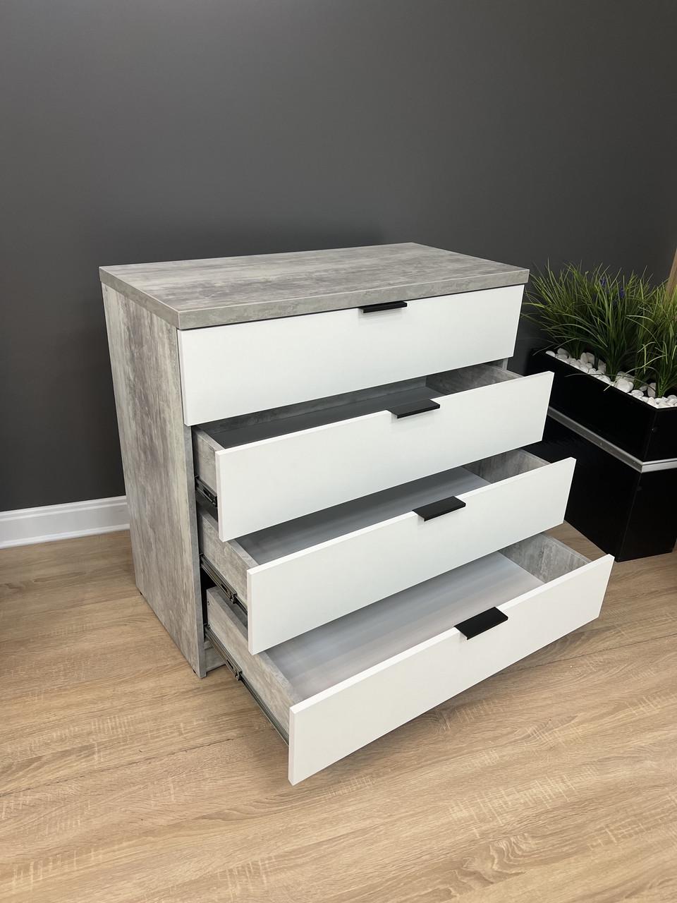 Комод Комфорт 4 шухляди 900/870/440 мм Бетон/Білий - фото 2 Комод Комфорт 4 шухляди 900/870/440 мм Бетон/Білий - фото 2