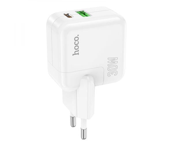 Устройство зарядное сетевое Hoco C111A Lucky Type-C PD30W USB QC3.0 White