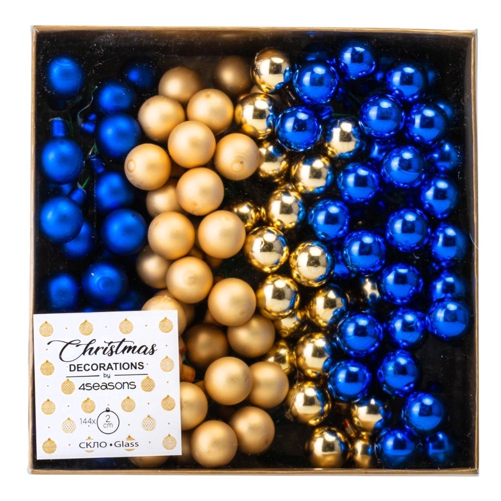 Набор стеклянных елочных шаров Зимние ягодки 2 см 144 шт. (6024-018)