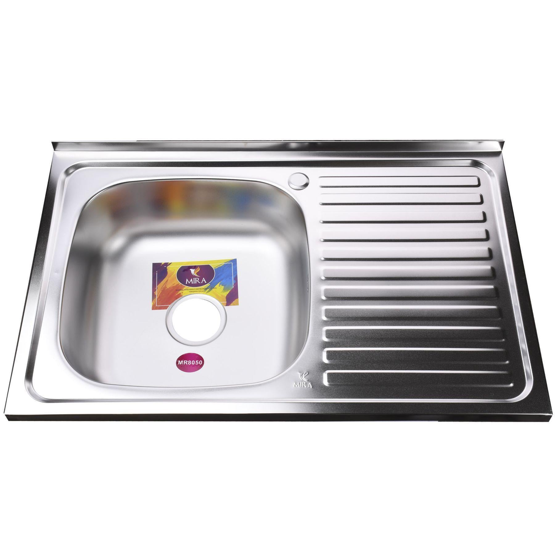 Мойка для кухни прямоугольная накладная Mira Left MR 8050 LE 800х500х180 мм Satin (000015366)