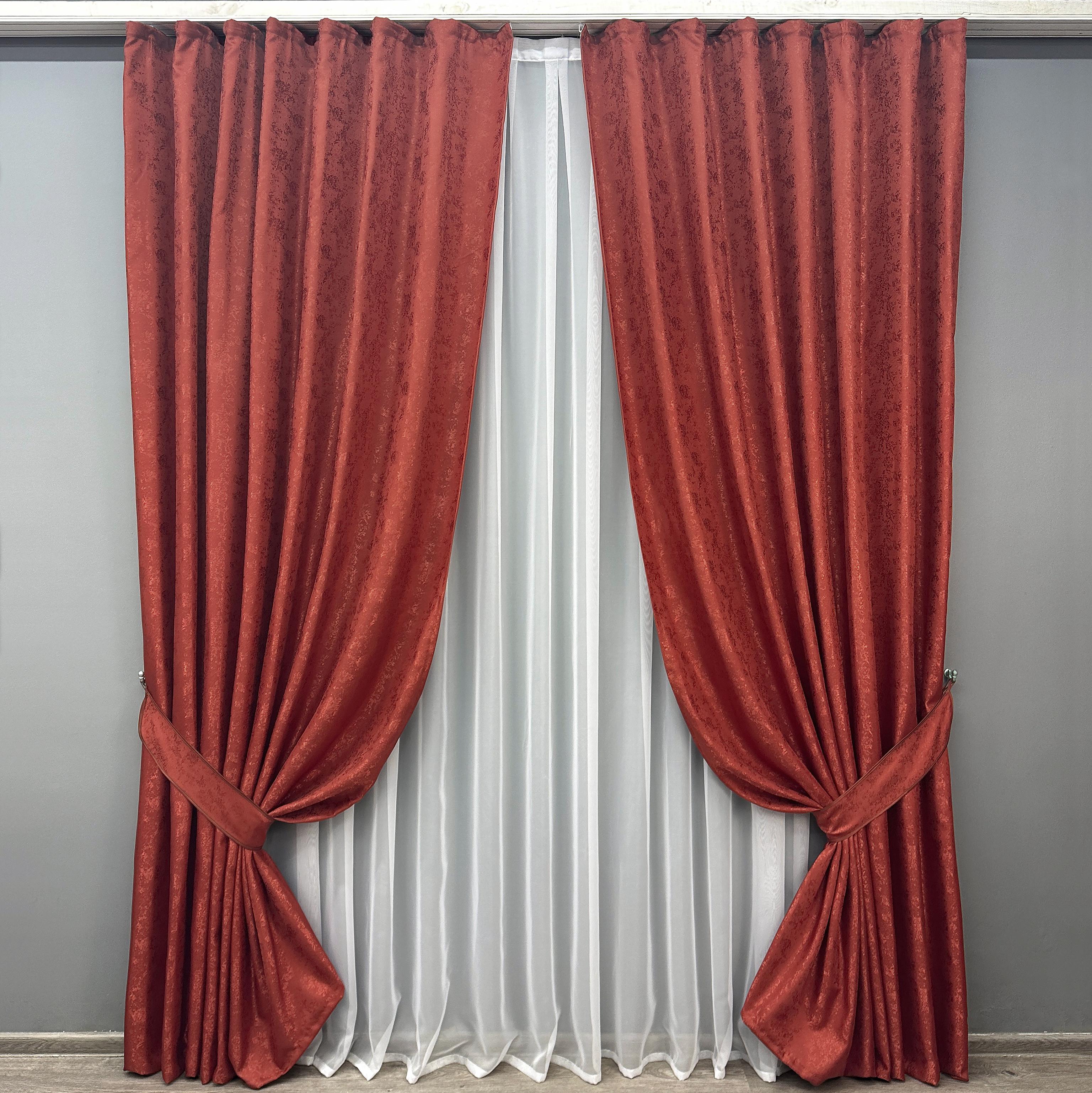 Комплект штор VR-Textil Жаккард Мрамор Al1 №1303ш 150х270 см 2 шт. Красный (33-0151)