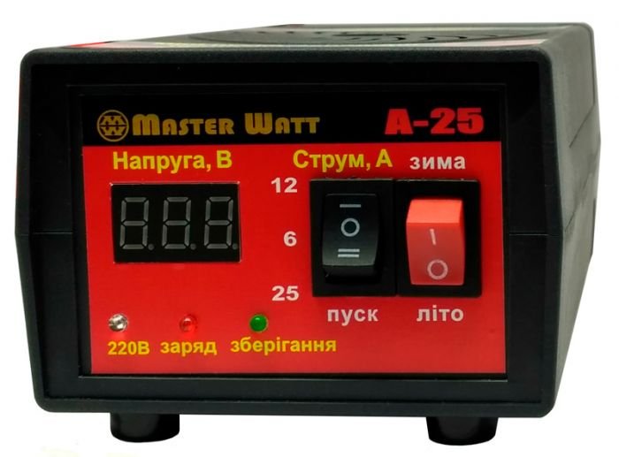 Зарядное устройство автоматическое MasterWatt MW-AZU12-25A 12V 30-300 Ah для AGM стартерный (26770)