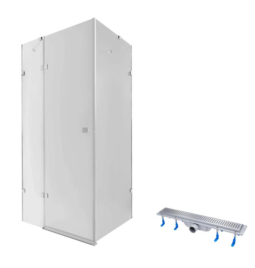 Душова кабіна Qtap Capricorn CRM1018RC6 100х80 см скло Clear 6 мм/трап лінійний Dry FB304-600/решітка 600х73 мм