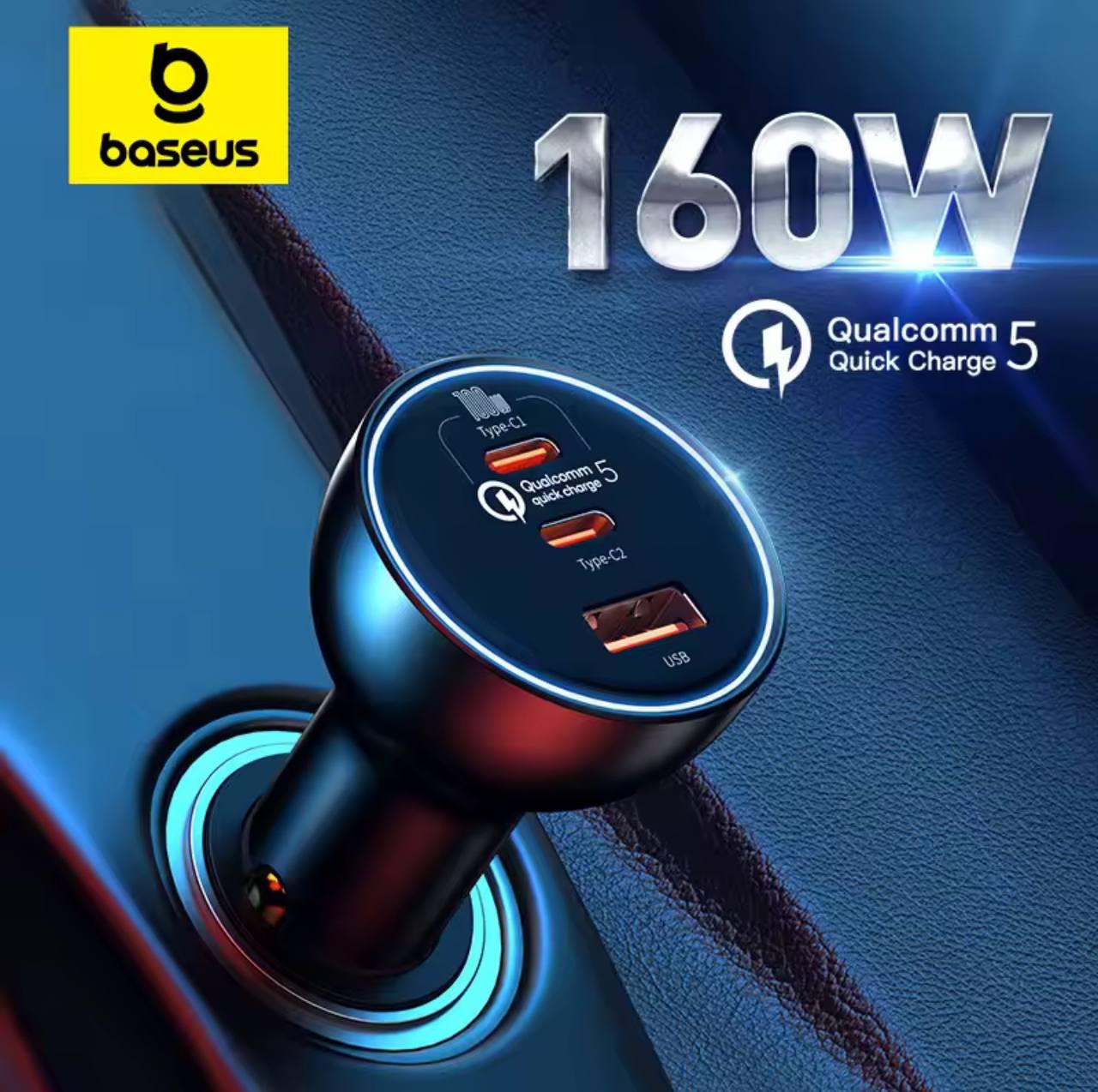Зарядний пристрій автомобільний BASEUS Qualcomm QC 5 Technology Multi-Port Fast Charge Car Charger 160W USB+2Type-C (2i0-c4b) - фото 5 Зарядний пристрій автомобільний BASEUS Qualcomm QC 5 Technology Multi-Port Fast Charge Car Charger 160W USB+2Type-C (2i0-c4b) - фото 5