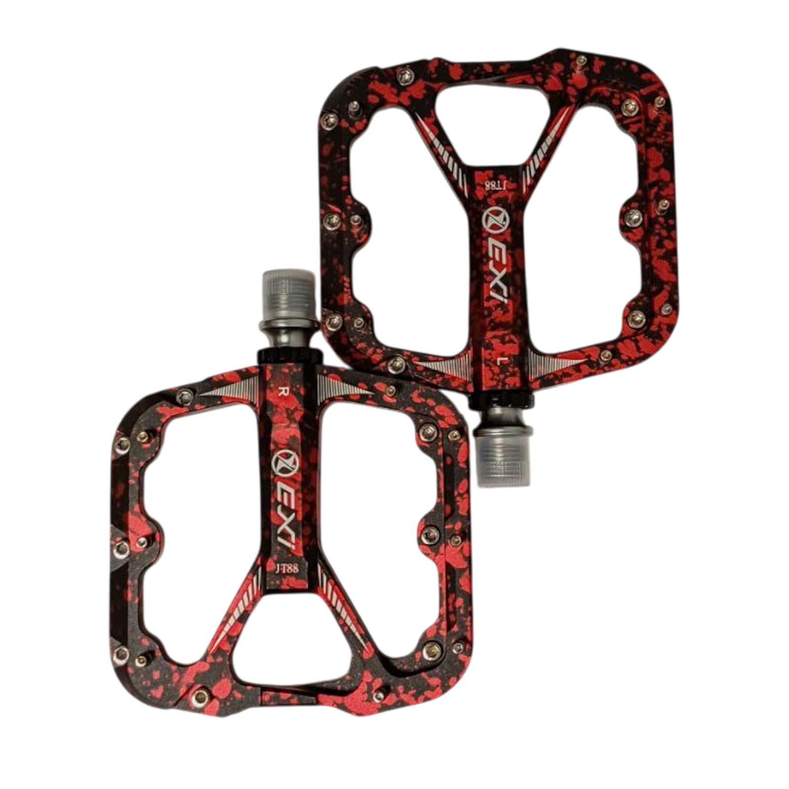 Педали велосипедные Exi JT88 алюминиевые на промышленных подшипниках Черный/Красный (EXI-JT88-4187)