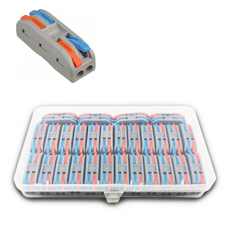 Набор клемм Tactix 0,5-4 мм2 32А 2х1-2х1 проходная одинарная 39,3х13,7х14,5 мм 28 шт. Разноцветный (CT2-2c-28box)