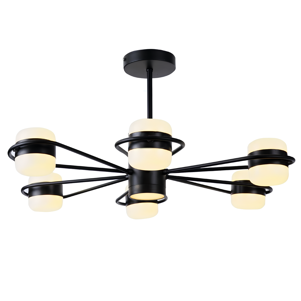 Люстра светодиодная Sirius 84W на шесть круглых рассеивателей 3000-6500K Черный (B N4557/6 BK)