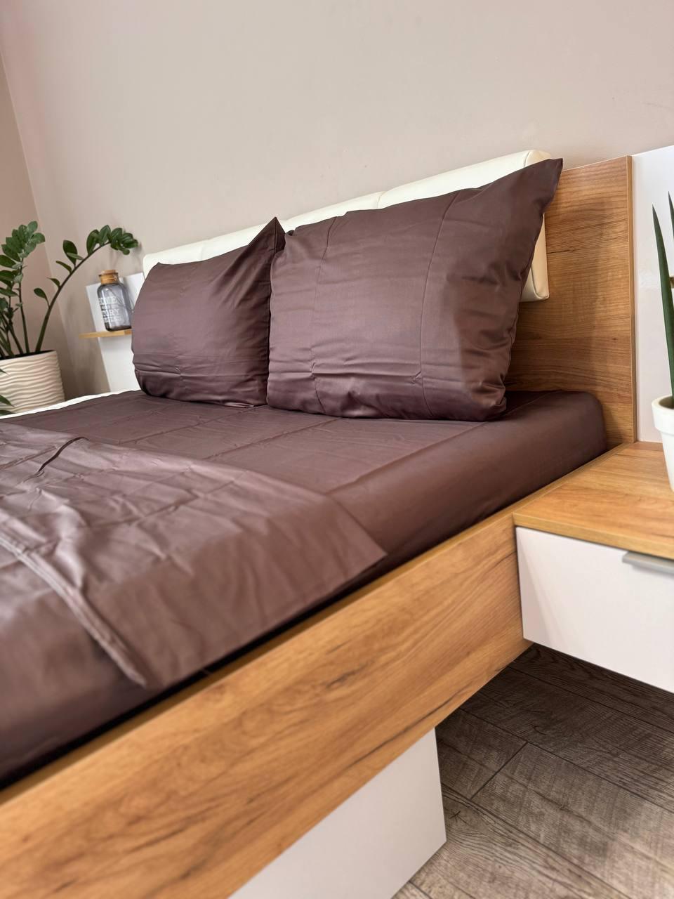 Постільна білизна сатин полуторний 150х220 см наволочки 70х70 см 2 шт. Коричневий (Д-Al-satin-005) - фото 7 Постільна білизна сатин полуторний 150х220 см наволочки 70х70 см 2 шт. Коричневий (Д-Al-satin-005) - фото 7