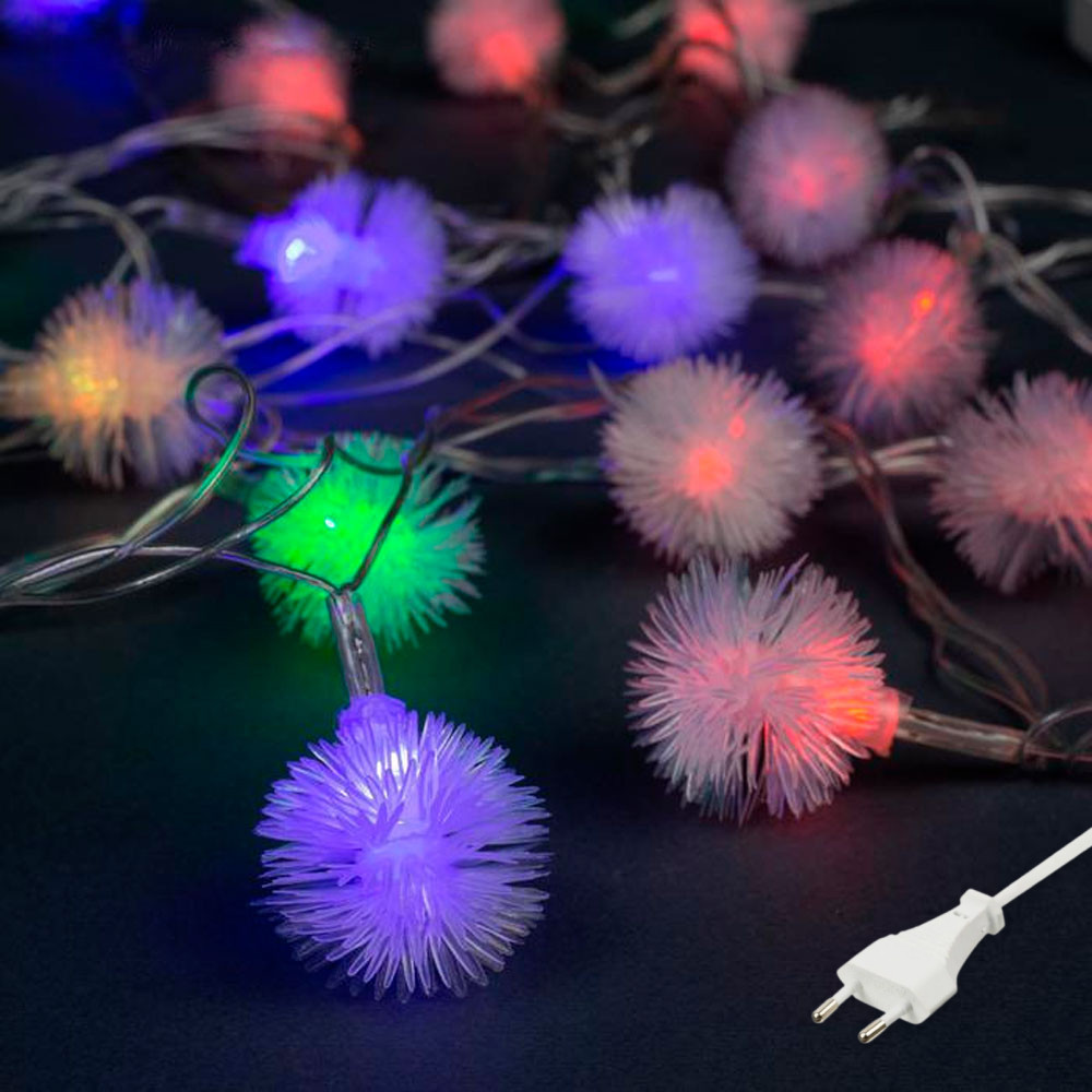 Гирлянда светодиодная с фигурками Пушистики 20 LED 5 м и переходник 220V IP44 Мультиколор