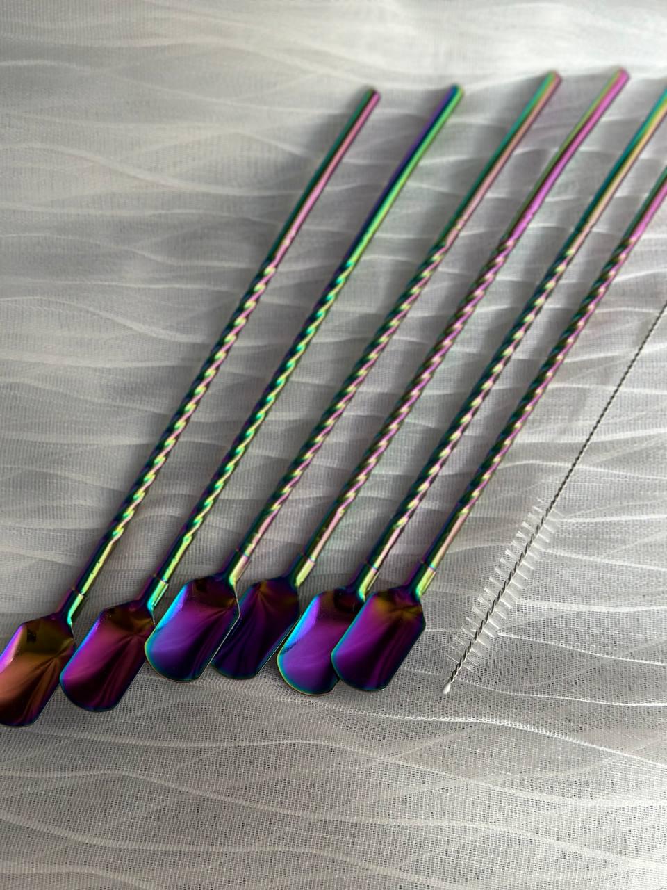 Набор соломинок-ложек многоразовых Yiwu HP-20-21 из нержавеющей стали 6 шт. Зеленый (25252923) - фото 2 Набор соломинок-ложек многоразовых Yiwu HP-20-21 из нержавеющей стали 6 шт. Зеленый (25252923) - фото 2