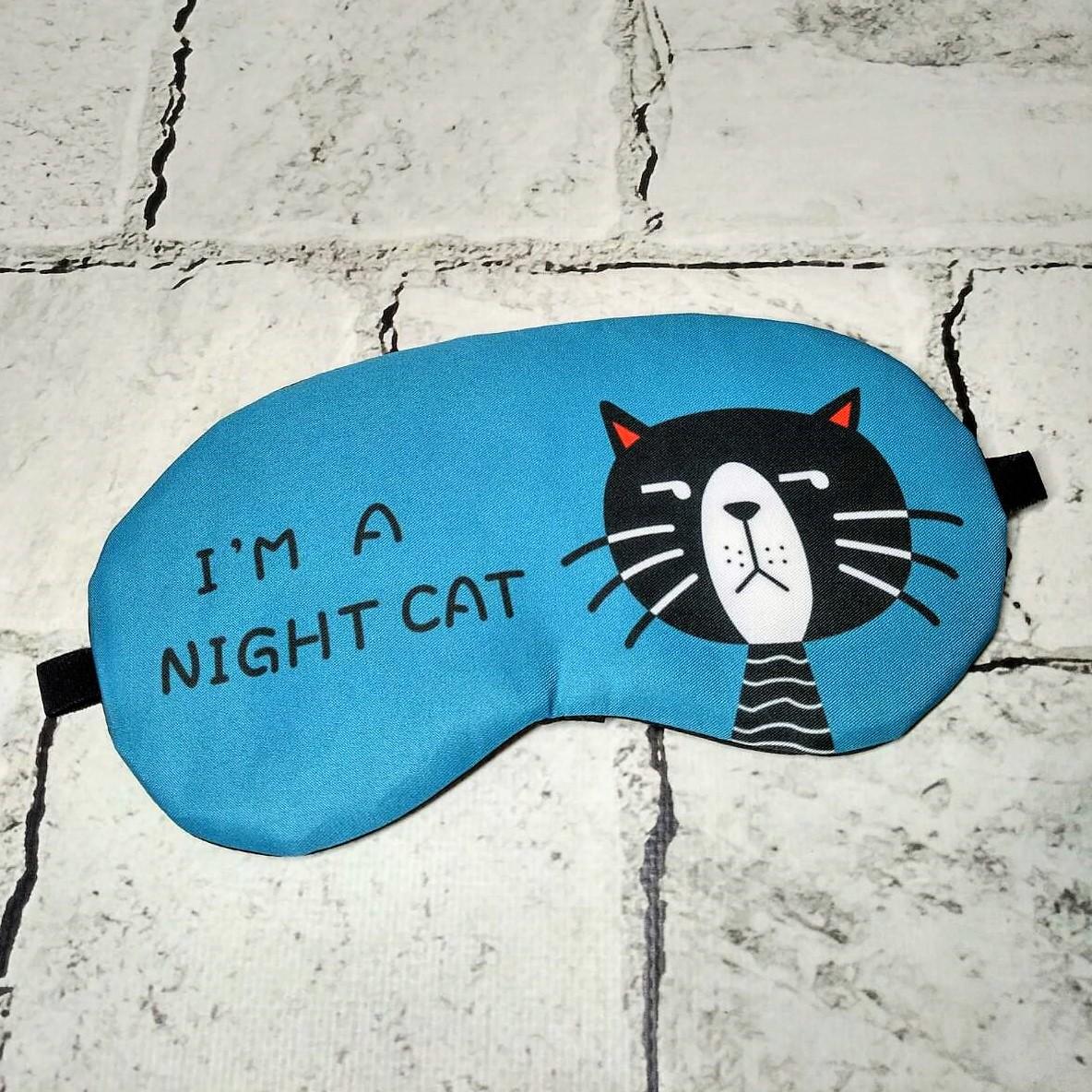 Маска для сну Кішка Night cat Синій (МС-13-2)