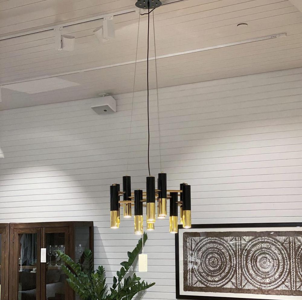 Люстра современная глянцевая комбинированная на 13 ламп Черный с золотым (LF_MD 2011-B)