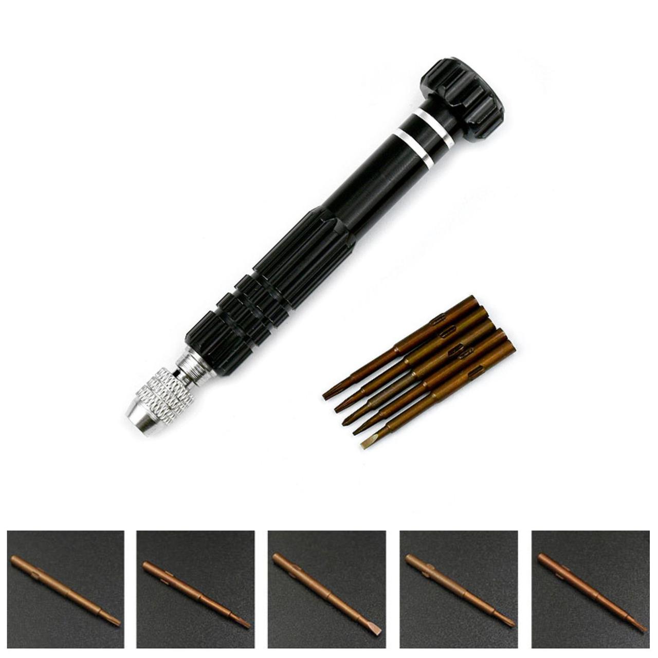 Викрутка прецизійна цангова 5 намагнічених змінних жал Black (137759) - фото 4