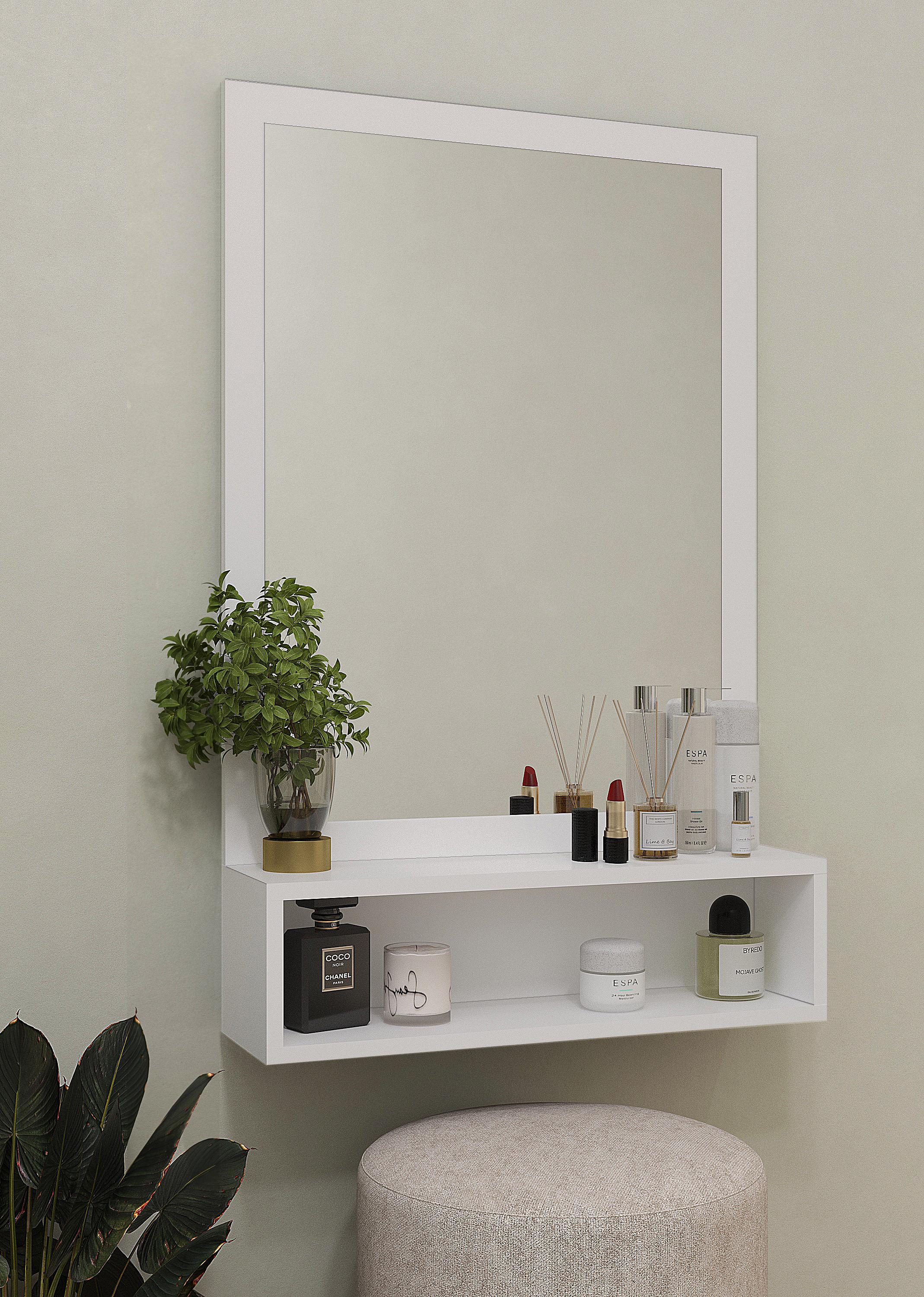 Зеркало с полочкой Nt-1 600x950x166 мм Белый