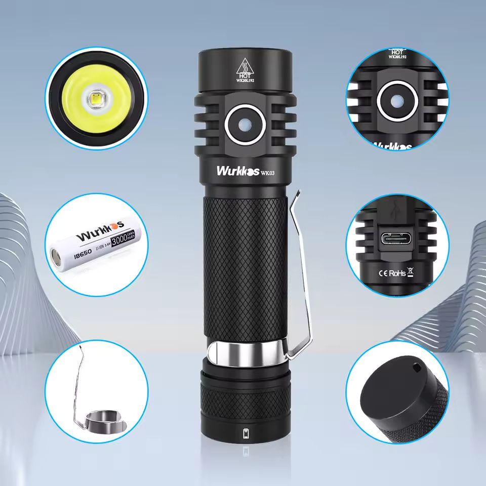 Фонарь ручной Wurkkos WK03 с аккумулятором (2230411543) - фото 2 Фонарь ручной Wurkkos WK03 с аккумулятором (2230411543) - фото 2
