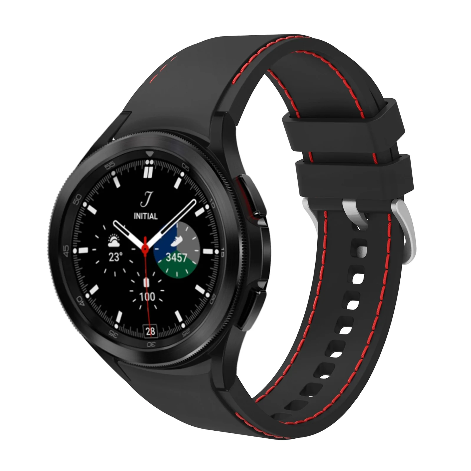 Ремешок силиконовый Watchbands Galaxy RLine для Samsung Galaxy Watch 4 Classic 46 мм Черно-красный (EP17-1WB89698965)