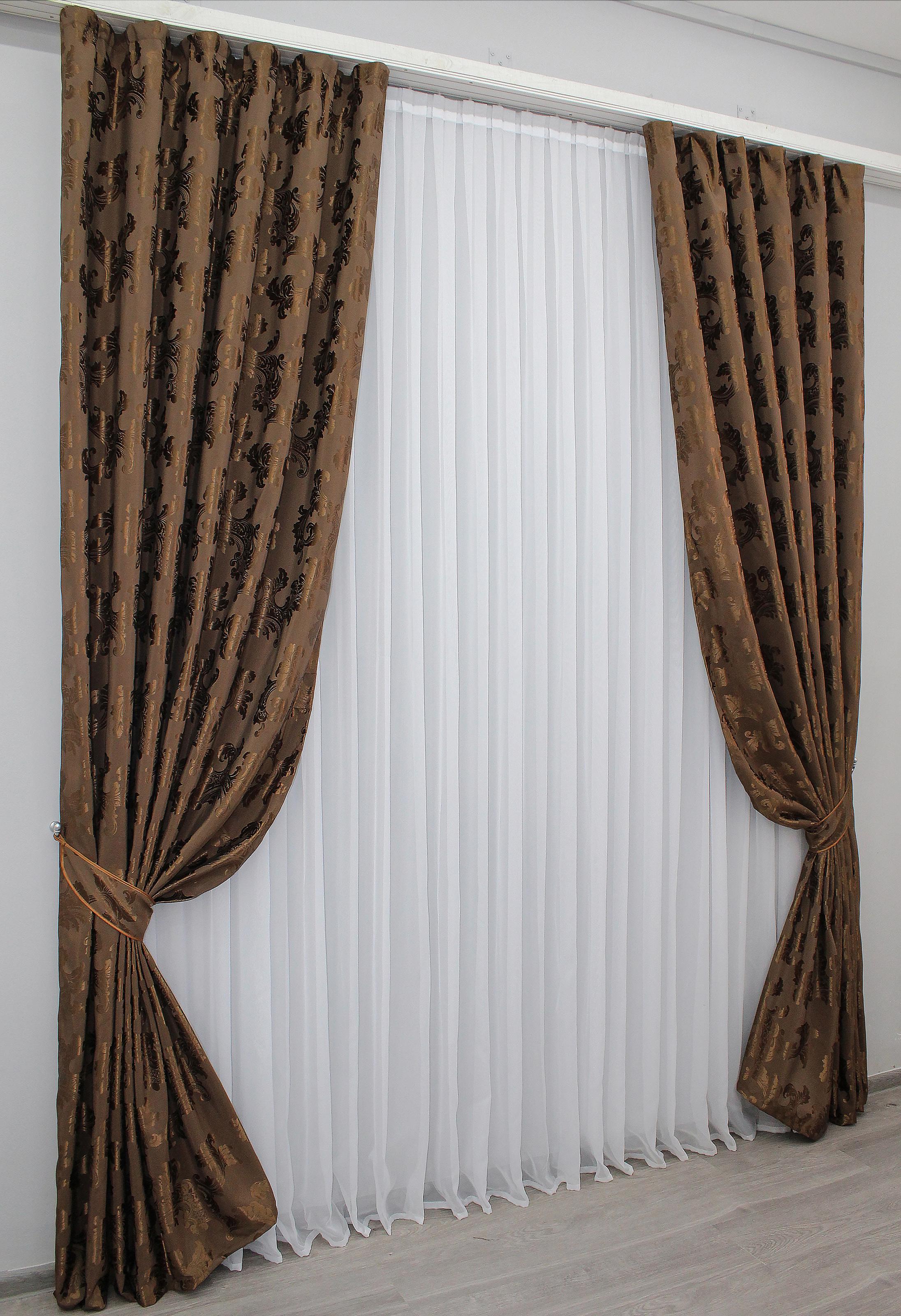 Комплект штор VR-Textil Корона № 1112ш блэкаут 150х275 см 2 шт. Коричневый (30-920)